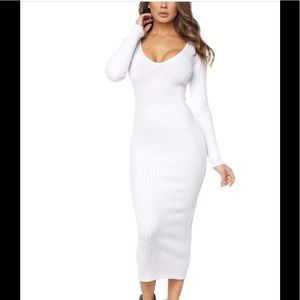Long Sleeve Rib Midi Dress